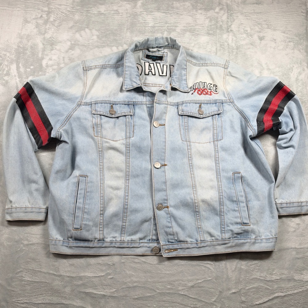 Rue21 Savage Snake Denim Jacket 3X Don't Tread On Me Y2K Streetwear Graphic